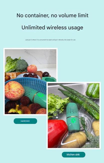 Wireless Fruit & Vegetable Purifier - Electrolytic Cleaning, Removes Residue, IPX7 Waterproof(white) V888-ELOSUNG29644