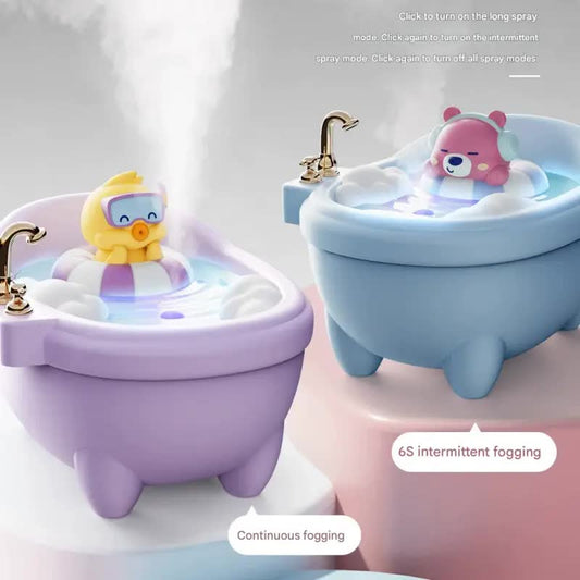 Adorable Bathtub Humidifier with Colorful Night Light - USB-C, 340ml, Auto Shut-Off(Purple Duck) V888-ELOSUNG29652