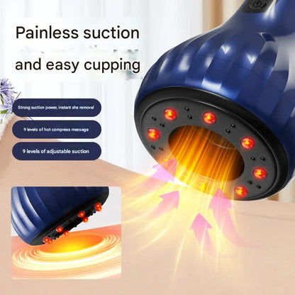 Electric Cupping & Gua Sha Massager - 9 Levels Heat & Suction, Red Light Therapy, USB-C Rechargeable(White) V888-ELOSUNG29657