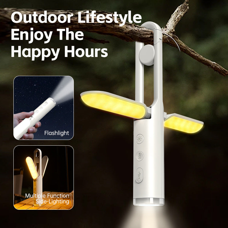 Multi-Function Folding LED Camping Lantern & Flashlight - USB Rechargeable, 3 Light Modes + SOS(Black) V888-ELOSUNG29662