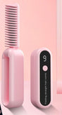 Foldable Wireless Hair Straightener Comb - 9 Temperature Settings, Anti-Scald, USB-C Rechargeable(pink) V888-ELOSUNG29669