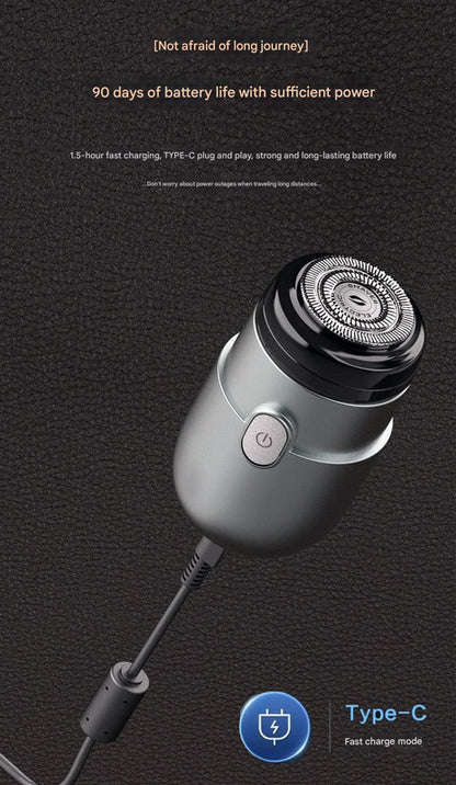 Mini Electric Rotary Shaver - IPX7 Waterproof, 2 Speed Modes, 90-Day Battery Life, USB Rechargeable(grey) V888-ELOSUNG29699
