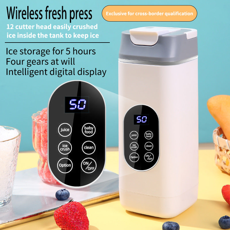 Wireless Portable Juicer Blender - 420ml, 12 Blades, 5-Hour Ice Storage, Digital Display & USB-C V888-ELOSUNG29740
