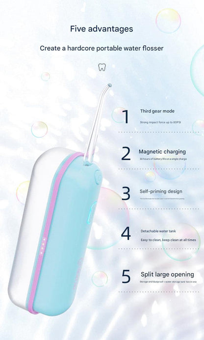 Mini Portable Oral Irrigator - IPX68 Waterproof, UV Sterilization, 3 Modes, Magnetic Charging(Blue) V888-ELOSUNG29748