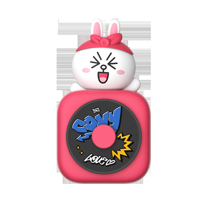 Car Air Freshener - CD Player Design with Spinning Record & Cute Character Topper(White bunny) V888-ELOSUNG29751