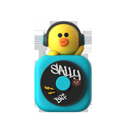 Car Air Freshener - CD Player Design with Spinning Record & Cute Character Topper(Yellow chick) V888-ELOSUNG29752