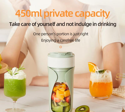 Portable Wireless Juicing Cup - 450ml, 6-Blade Ice Crusher, USB-C Fast Charging Smoothie Blender(orange) V888-ELOSUNG29760