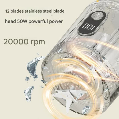 Portable Wireless Juicer Cup - 600ml, 12-Blade, USB-C Rechargeable Smoothie Blender(white) V888-ELOSUNG29762