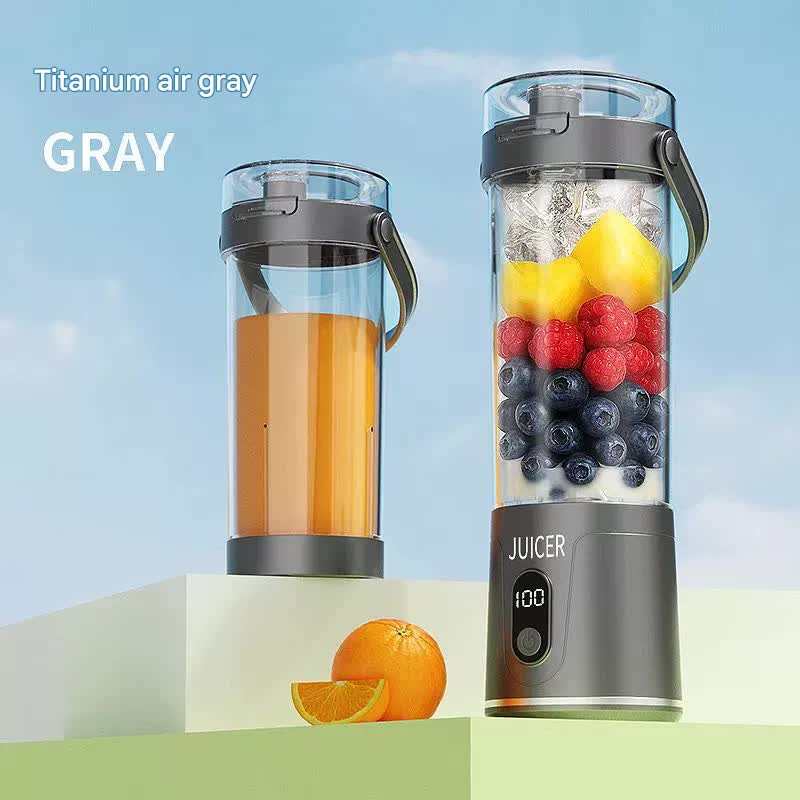 Portable Wireless Juicer Cup - 600ml, 12-Blade, USB-C Rechargeable Smoothie Blender(grey) V888-ELOSUNG29763