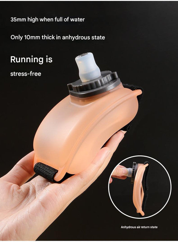 Wearable Sports Wrist Water Bottle - 200ml BPA-Free Silicone Flask with Adjustable Strap & Bite Valve(Black) V888-ELOSUNG29793