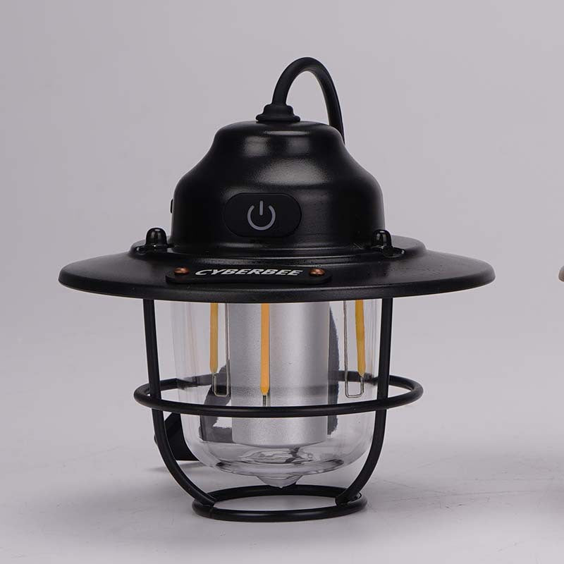 Retro LED Camping Lantern with Multiple Light Modes - USB Rechargeable, Hanging Design(black) V888-ELOSUNG29795
