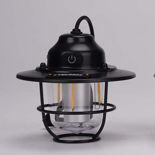 Retro LED Camping Lantern with Multiple Light Modes - USB Rechargeable, Hanging Design(black) V888-ELOSUNG29795