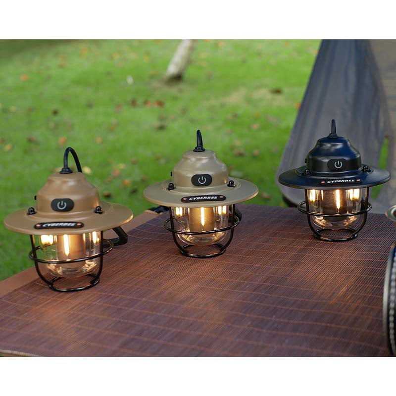 Retro LED Camping Lantern with Multiple Light Modes - USB Rechargeable, Hanging Design(black) V888-ELOSUNG29795
