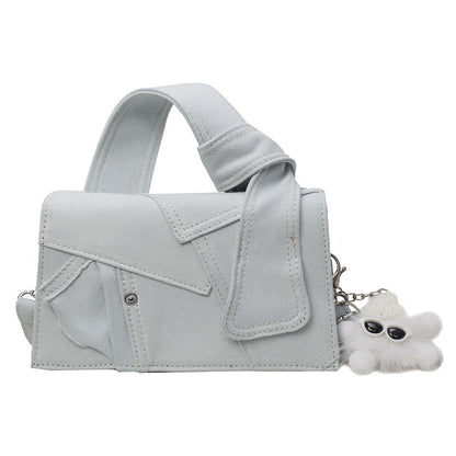 Chic Patchwork Denim Handbag - Versatile Crossbody, Shoulder & Top-Handle Bag(White) V888-ELOSUNG29802