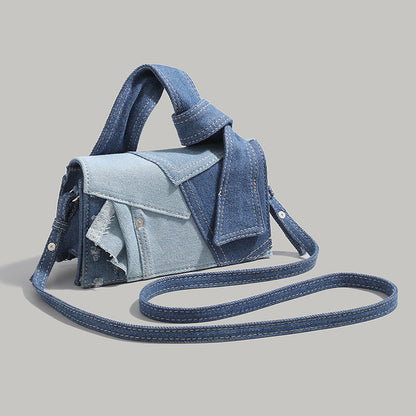 Chic Patchwork Denim Handbag - Versatile Crossbody, Shoulder & Top-Handle Bag(Blue color matching) V888-ELOSUNG29803