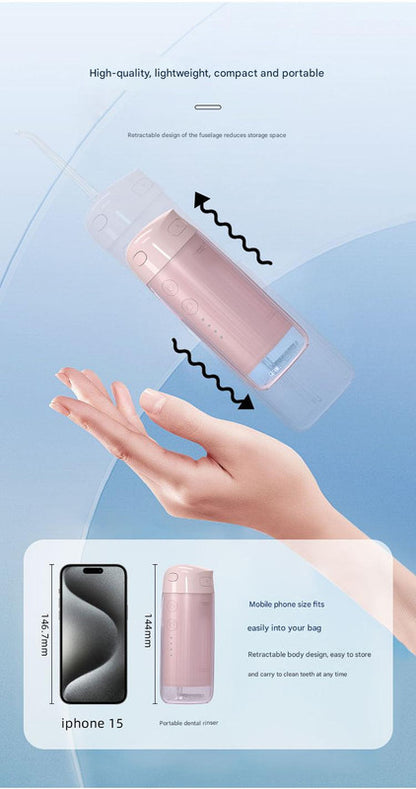 Portable Water Flosser - 70-Day Battery, 4 Modes, 5 Nozzles, IPX7 Waterproof, 200ml Telescopic Tank(Green) V888-ELOSUNG29812