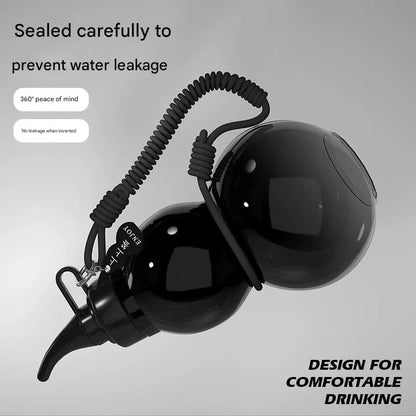 Unique Gourd-Shaped Sports Water Bottle - 800ml Tritan Material, Leakproof with Carry Strap(black) V888-ELOSUNG29813