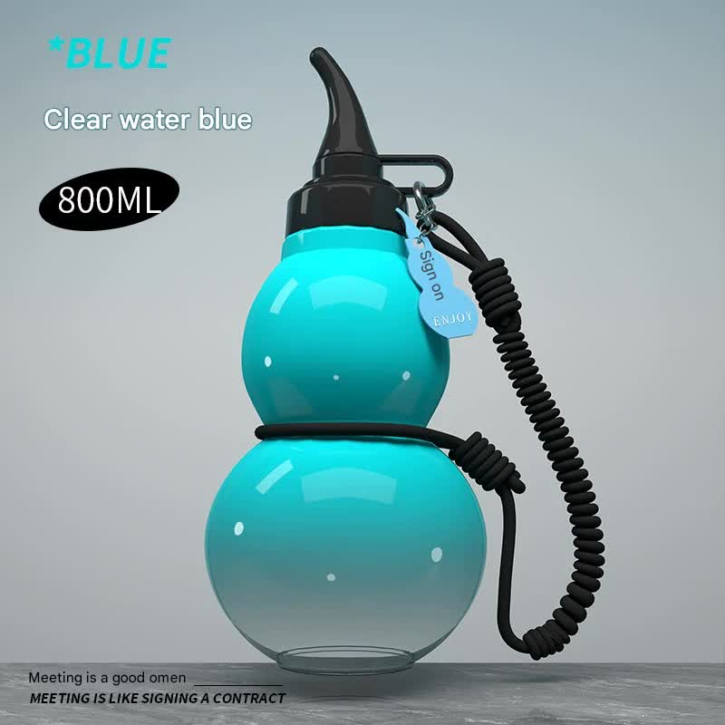 Unique Gourd-Shaped Sports Water Bottle - 800ml Tritan Material, Leakproof with Carry Strap(blue) V888-ELOSUNG29815