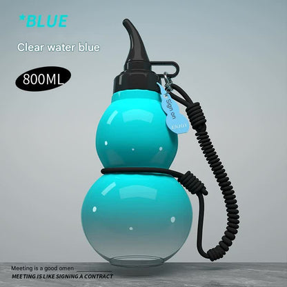 Unique Gourd-Shaped Sports Water Bottle - 800ml Tritan Material, Leakproof with Carry Strap(blue) V888-ELOSUNG29815