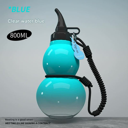 Unique Gourd-Shaped Sports Water Bottle - 800ml Tritan Material, Leakproof with Carry Strap(blue) V888-ELOSUNG29815
