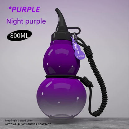 Unique Gourd-Shaped Sports Water Bottle - 800ml Tritan Material, Leakproof with Carry Strap(purple) V888-ELOSUNG29816