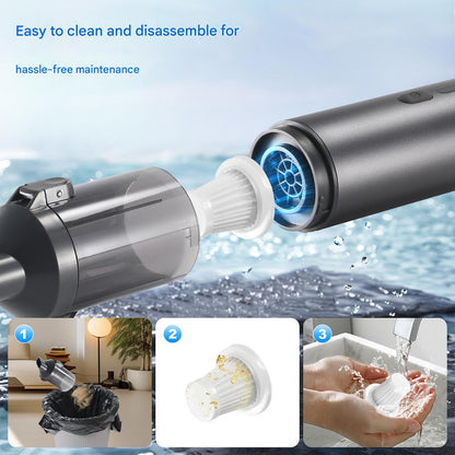 Portable Cordless Handheld Vacuum Cleaner - 16000Pa Suction, 3x2000mAh Battery, Multiple Attachments(Gold) V888-ELOSUNG29819