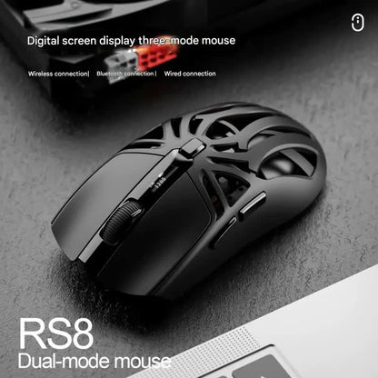 Tri-Mode Wireless Gaming Mouse - 1KHz Polling, 10000 DPI, Digital Display, Lightweight 73g(White) V888-ELOSUNG29824