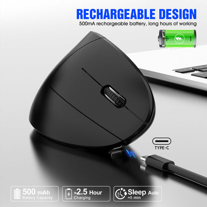 Ergonomic Vertical Wireless Mouse - 2.4G/Bluetooth, Rechargeable, RGB Light, 4 DPI Levels(pink) V888-ELOSUNG29826