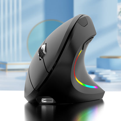 Ergonomic Vertical Wireless Mouse - 2.4G/Bluetooth, Rechargeable, RGB Light, 4 DPI Levels(black) V888-ELOSUNG29827