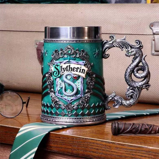 Collectible Fantasy House Crest Tankard Mug - 600ml Stainless Steel Lined Resin Beer Stein(green) V888-ELOSUNG29846