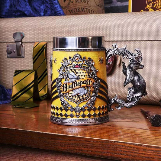 Collectible Fantasy House Crest Tankard Mug - 600ml Stainless Steel Lined Resin Beer Stein(yellow) V888-ELOSUNG29847
