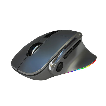 Ergonomic Vertical Wireless Mouse - Dual Mode (2.4G + Bluetooth), RGB Light, Rechargeable 500mAh Battery(Gray) V888-ELOSUNG29849