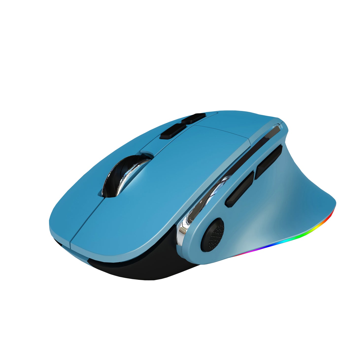 Ergonomic Vertical Wireless Mouse - Dual Mode (2.4G + Bluetooth), RGB Light, Rechargeable 500mAh Battery(Blue) V888-ELOSUNG29851
