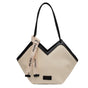 Chic Textured PU Leather Tote Bag with V-Cut Design & Decorative Ribbon Strap Accent(White) V888-ELOSUNG29858