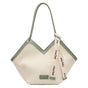 Chic Textured PU Leather Tote Bag with V-Cut Design & Decorative Ribbon Strap Accent(Green) V888-ELOSUNG29860