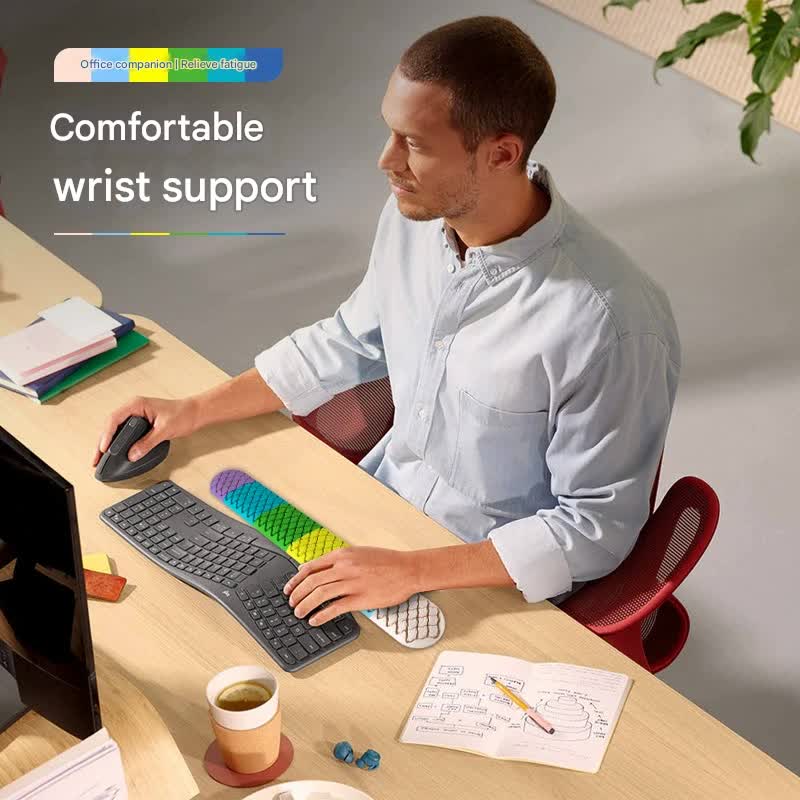 Ergonomic Keyboard & Mouse Wrist Rest Set - Soft Silicone, Non-Slip Base, Comfortable Support(blue) V888-ELOSUNG29870