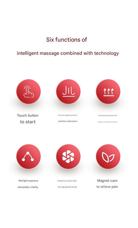 Smart Electric Cupping & Gua Sha Massager with Red Light Therapy & Magnetic Stones - 5 Levels, V888-ELOSUNG29898