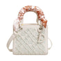 Elegant Embossed PU Leather Handbag with Scarf Detail - Versatile Top-Handle & Crossbody Bag(white) V888-ELOSUNG29925