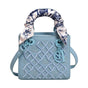 Elegant Embossed PU Leather Handbag with Scarf Detail - Versatile Top-Handle & Crossbody Bag(blue) V888-ELOSUNG29927