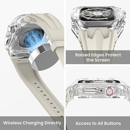 Transparent PC+TPU Sports Watch Strap & Case for Smart Watch - Raised Edge Protection, Wireless Charging V888-ELOSUNG29941