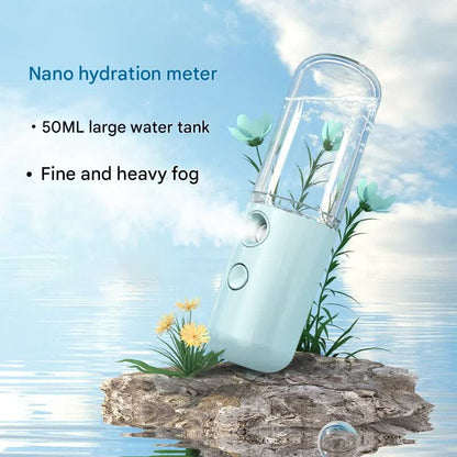 Two Portable Nano Facial Sprayer - 50ml USB Rechargeable Moisturizing Disinfectant Sprayer(Blue) V888-ELOSUNG29948