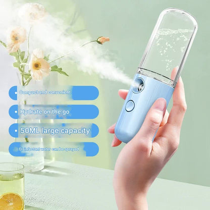 Two Portable Nano Facial Sprayer - 50ml USB Rechargeable Moisturizing Disinfectant Sprayer(Blue) V888-ELOSUNG29948