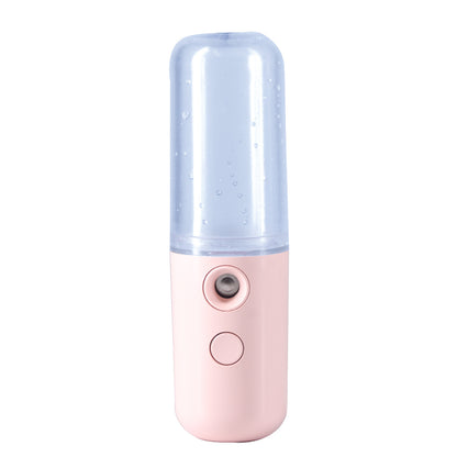 Two Portable Nano Facial Sprayer - 50ml USB Rechargeable Moisturizing Disinfectant Sprayer(Light pink) V888-ELOSUNG29949