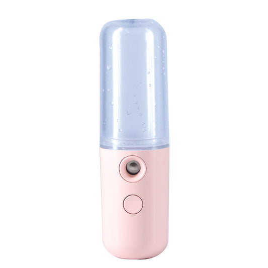Two Portable Nano Facial Sprayer - 50ml USB Rechargeable Moisturizing Disinfectant Sprayer(Light pink) V888-ELOSUNG29949
