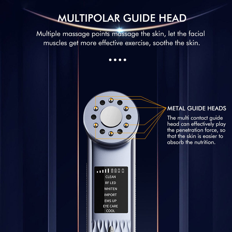 Multi-Functional Facial Beauty Device - Ultrasonic, EMS, RF LED, Cool Therapy & Eye Care(green) V888-ELOSUNG29952