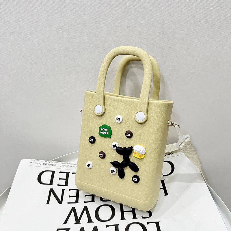 EVA Large Capacity Crossbody & Handbag - Customizable with Charms, Lightweight & Versatile,Khaki (with DIY V888-ELOSUNG29960