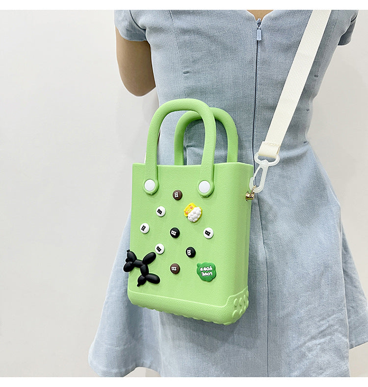 EVA Large Capacity Crossbody & Handbag - Customizable with Charms, Lightweight & Versatile,Khaki (with DIY V888-ELOSUNG29960