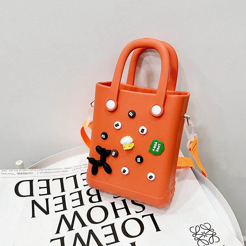 EVA Large Capacity Crossbody & Handbag - Customizable with Charms, Lightweight & Versatile,Orange (with DIY V888-ELOSUNG29962