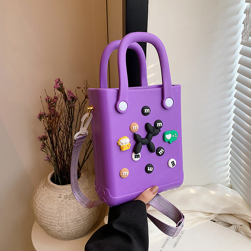 EVA Large Capacity Crossbody & Handbag - Customizable with Charms, Lightweight & Versatile,Purple (with DIY V888-ELOSUNG29963