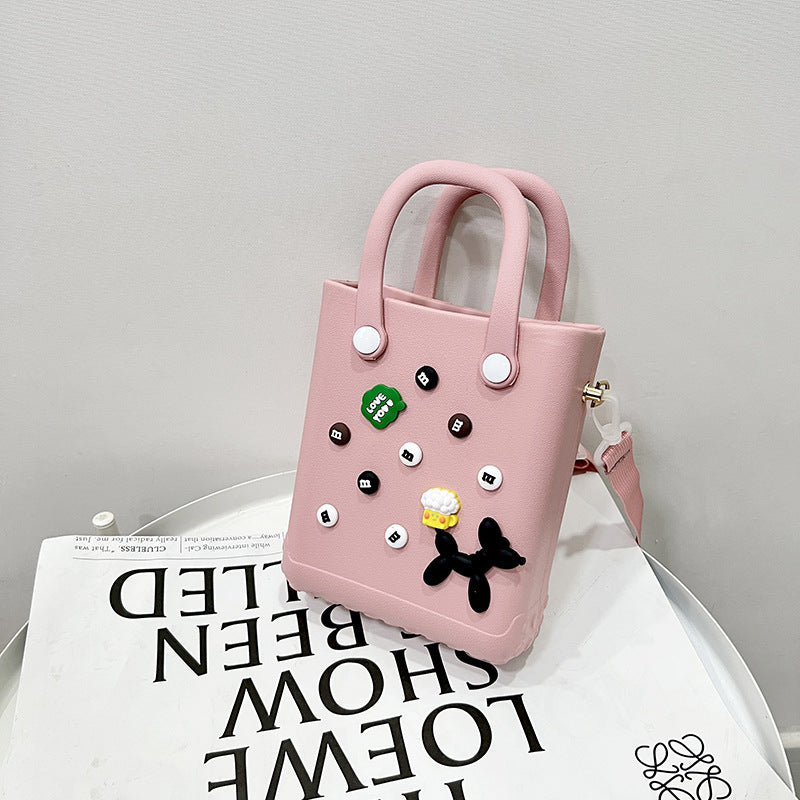EVA Large Capacity Crossbody & Handbag - Customizable with Charms, Lightweight & Versatile,Pink (with DIY V888-ELOSUNG29964